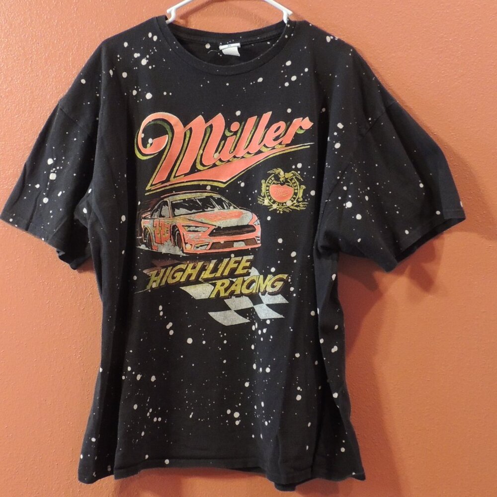 NASCAR Shirt Miller Racing Junk Food Men X Large Black White Red Vacation Shirt